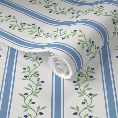 Spoonflower Pre-pasted Wallpaper Custom Madison Libby Stripe On Eeeceb 2' X 12' Removable