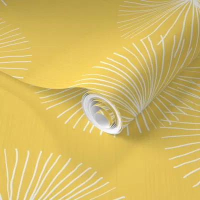 Spoonflower Pre-pasted Wallpaper Dandelions Large M+m Yolk By Friztin 2' X 12' Removable