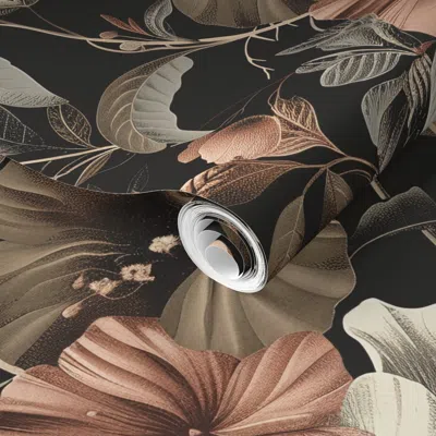 Spoonflower Pre-pasted Wallpaper Dark Academia Vintage Floral Gothic Garden Dark Moody Color Trends 2' X 12' Rem