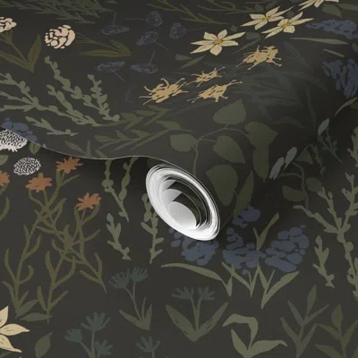 Spoonflower Pre-pasted Wallpaper Dark Garden 2' X 12' Removable