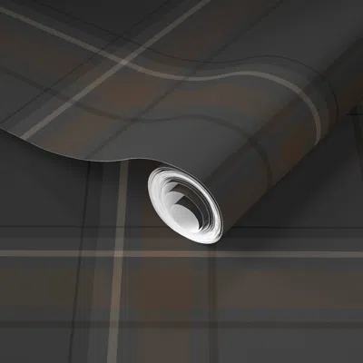 Spoonflower Pre-pasted Wallpaper Dark Grey And Dark Brown Plaid 2' X 12' Removable