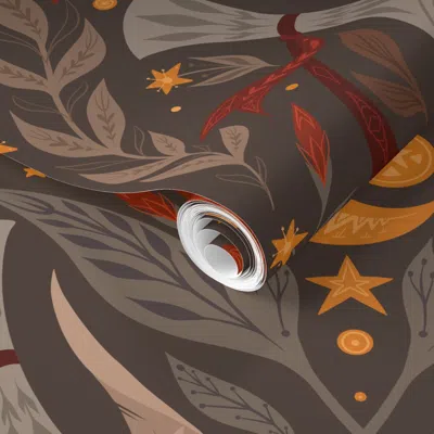 Spoonflower Pre-pasted Wallpaper Dark Magic Pattern 2' X 12' Removable
