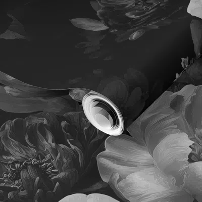 Spoonflower Pre-pasted Wallpaper Dark Romantic Floral Black White -elizabeth Monotone 2' X 12' Removable
