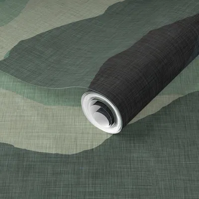 Spoonflower Pre-pasted Wallpaper Dark Teal To Green Ombre Abstract Mountain Landscape For Boys 2' X 12' Removabl