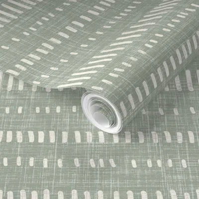 Spoonflower Pre-pasted Wallpaper Dash Up - Desert Sage 2' X 12' Removable