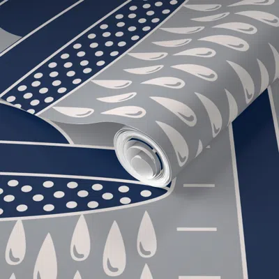 Spoonflower Pre-pasted Wallpaper Deco Fountain 2' X 12' Removable