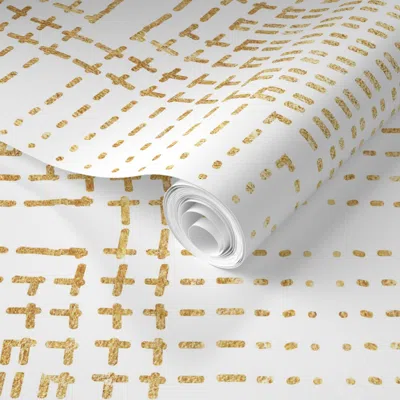 Spoonflower Pre-pasted Wallpaper Deco Gold 2' X 12' Removable