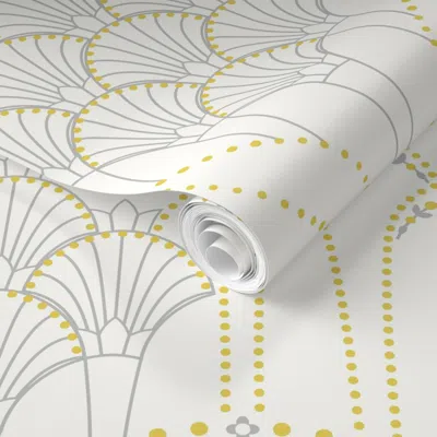 Spoonflower Pre-pasted Wallpaper Deco Lace Ivory Large 2' X 12' Removable