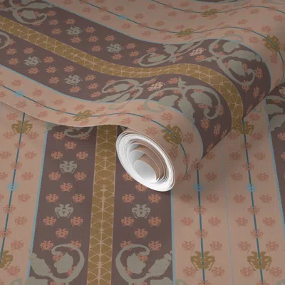 Spoonflower Pre-pasted Wallpaper Deco Luxe (pantone Mocha Mousse + Elegant Palette Challenge) 2' X 12' Removable In Brown