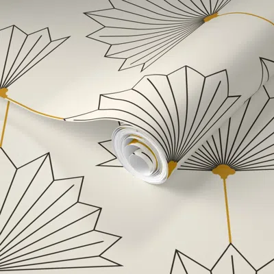 Spoonflower Pre-pasted Wallpaper Deco Palm Leaves (large Scale)  Removable