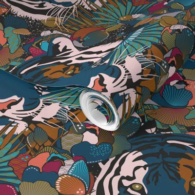 Spoonflower Pre-pasted Wallpaper Deep Down In The Jungle / Large Scale 2' X 12' Removable In Multi