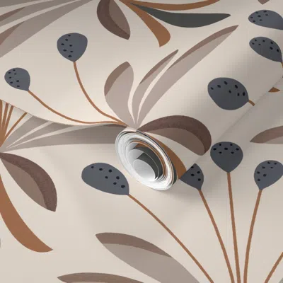 Spoonflower Pre-pasted Wallpaper Delightful Deco Floral 2' X 12' Removable In Multi