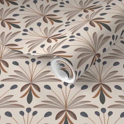Spoonflower Pre-pasted Wallpaper Delightful Deco Floral - Small Scale 2' X 12' Removable In Multi
