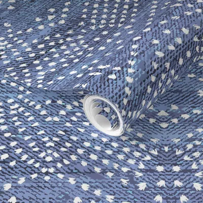 Spoonflower Pre-pasted Wallpaper Denim Light Light Boho Indigo Small 2' X 12' Removable