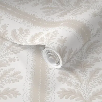 Spoonflower Pre-pasted Wallpaper Devonshire Damask Tan 2' X 12' Removable