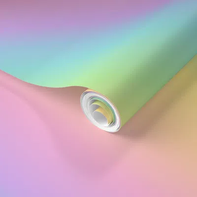 Spoonflower Pre-pasted Wallpaper Diagonal Pastel Rainbow Gradients (large Scale)  Removable In Multi