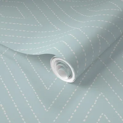 Spoonflower Pre-pasted Wallpaper Diamond Dash In Aqua And Cream 2' X 12' Removable