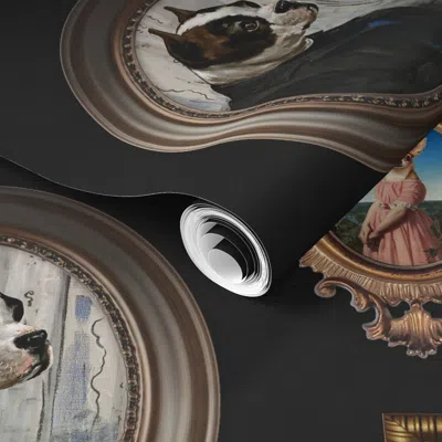 Spoonflower Pre-pasted Wallpaper Dog Lovers Portrait Collection In Black  Removable