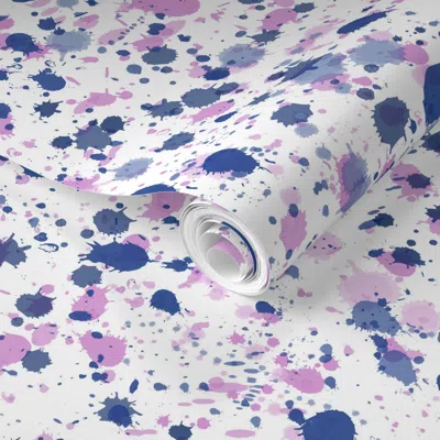 Spoonflower Pre-pasted Wallpaper Double Splat In Magenta And Indigos 2' X 12' Removable