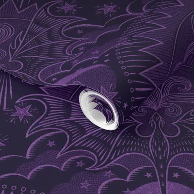 Spoonflower Pre-pasted Wallpaper Dragon In The Sky Rpg Flying Dragons Year Of The Dragon Dnd D D 2' X 12' Remova