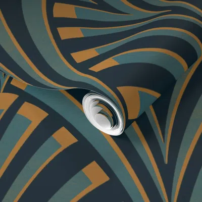 Spoonflower Pre-pasted Wallpaper Dramatic Art Deco 2' X 12' Removable