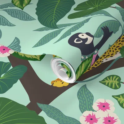 Spoonflower Pre-pasted Wallpaper Dreamy Chinoiserie Rainforest Large 18 2' X 12' Removable