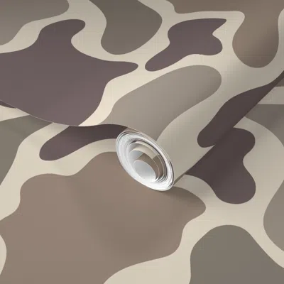 Spoonflower Pre-pasted Wallpaper Duck Camo Tan Earth Tones  Removable In Brown