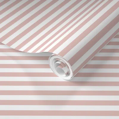 Spoonflower Pre-pasted Wallpaper Dusty Pink Stripes 1/2" 2' X 12' Removable