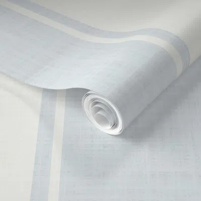Spoonflower Pre-pasted Wallpaper E Heritage Shadow Stripes Sherwin Williams Sky High Blue And Extra White  Remov