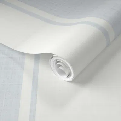 Spoonflower Pre-pasted Wallpaper E Pastel Blue Heritage Stripes- Sherwin William Sky High Blue Extra White 2' X 