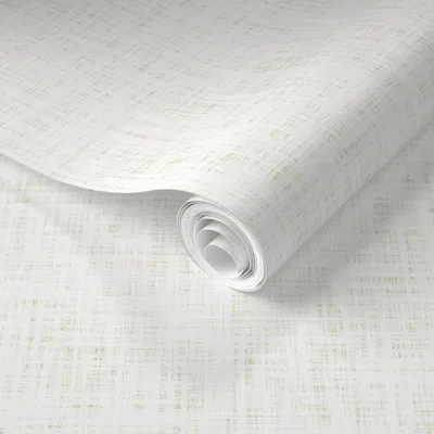 Spoonflower Pre-pasted Wallpaper Eggshell Linen 2' X 12' Removable In White