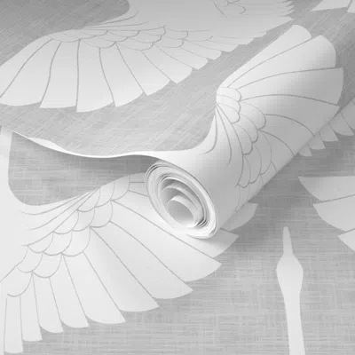 Spoonflower Pre-pasted Wallpaper Egret Of Happiness Celestial 2' X 12' Removable