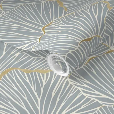 Spoonflower Pre-pasted Wallpaper Elegant Art Deco Shell / Corals Blockprint 2' X 12' Removable