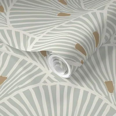 Spoonflower Pre-pasted Wallpaper Elegant Art Deco Shell / Corals Blockprint 2' X 12' Removable