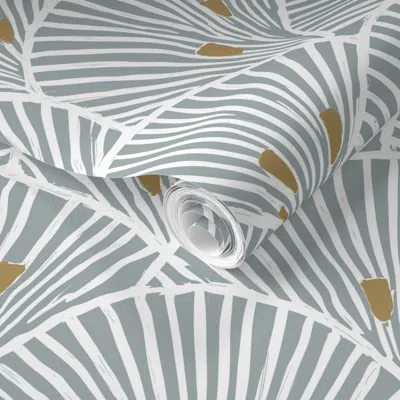 Spoonflower Pre-pasted Wallpaper Elegant Art Deco Shell / Corals Blockprint  Removable