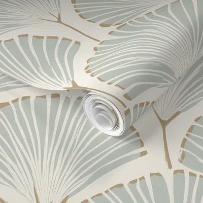 Spoonflower Pre-pasted Wallpaper Elegant Art Deco Shell / Corals Blockprint  Removable