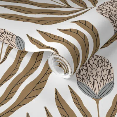 Spoonflower Pre-pasted Wallpaper Elian (tan) (small) 2' X 12' Removable