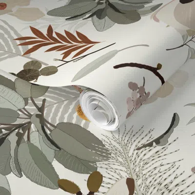 Spoonflower Pre-pasted Wallpaper Ella Cream Iveta Abolina 2' X 12' Removable