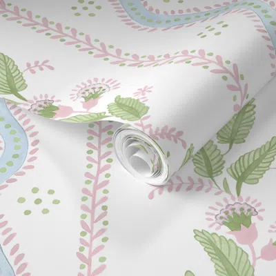 Spoonflower Pre-pasted Wallpaper Emma Stripe Custom Gina3 2' X 12' Removable In Multi