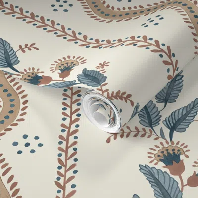 Spoonflower Pre-pasted Wallpaper Emma Stripe No.1 - Mocha Mousse - Pantone Color Of The Year 2025 2' X 12' Remov