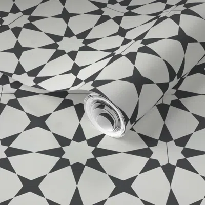 Spoonflower Pre-pasted Wallpaper Encaustic Tile 2' X 12' Removable In Multi