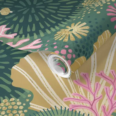 Spoonflower Pre-pasted Wallpaper Enchanted Mosses And Lichens / Large Scale 2' X 12' Removable