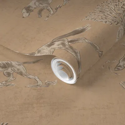 Spoonflower Pre-pasted Wallpaper English Country Toile Hunting Dogs And Hunters Living Room 2' X 12' Removable