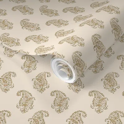 Spoonflower Pre-pasted Wallpaper Essential Paisley Tan 2' X 12' Removable