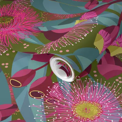 Spoonflower Pre-pasted Wallpaper Eucalyptus Bloom 2' X 12' Removable In Multi