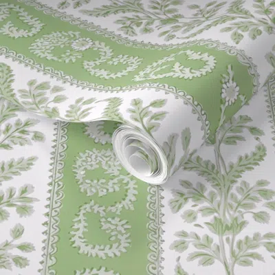 Spoonflower Pre-pasted Wallpaper Eustace's Enchantment Moss 2' X 12' Removable