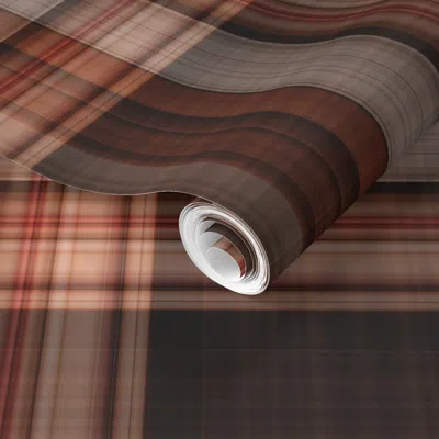 Spoonflower Pre-pasted Wallpaper Extra Large Rich Dark Brown Fall Plaid For  And Home Decor 2' X 12' Removable