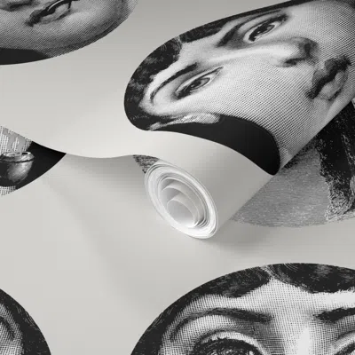 Spoonflower Pre-pasted Wallpaper Faces Of Lina No. 1 Dove 2' X 12' Removable