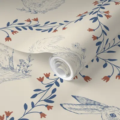 Spoonflower Pre-pasted Wallpaper Fall Animals  Removable