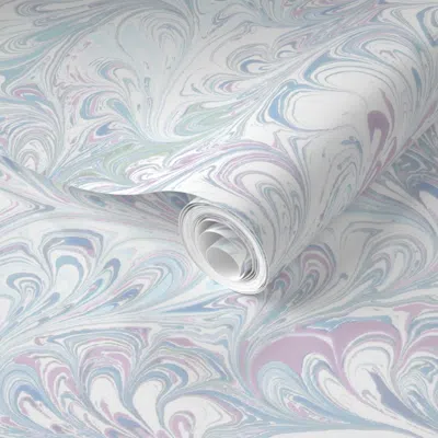 Spoonflower Pre-pasted Wallpaper Fanfare In Cool Pastels 2' X 12' Removable